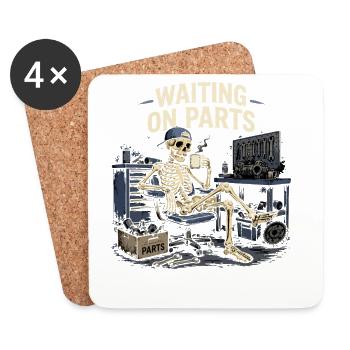 Mécanicien Humour Squelette Garage Cadeau - Dessous de verre (lot de 4) - blanc - Devant