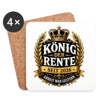 König der Rente 2026 Ruhestand Humor - Untersetzer (4er-Set) - Weiß - Vorne