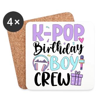 K Pop Équipe des Garçons d’Anniversaire - Dessous de verre (lot de 4) - blanc - Devant
