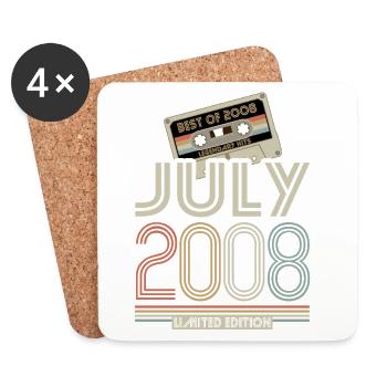 Kassette - Best of July 2008 - Geburtstag - Untersetzer (4er-Set) - Weiß - Vorne