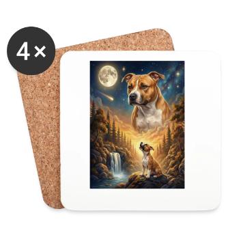 Howling to the Moon Dog Staffordshire Terrier - Coasters (set of 4) - white - Front