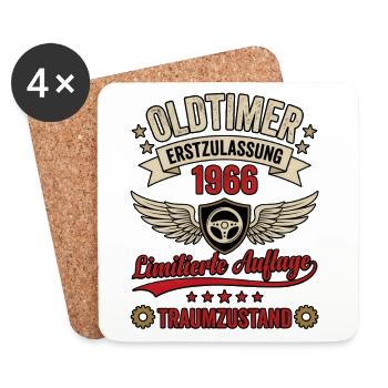 Oldtimer 1966 Limitierte Auflage 60 Jahre alt - Untersetzer (4er-Set) - Weiß - Vorne