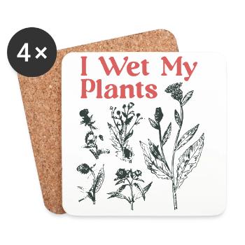 Imprimé botanique de « je mouille mes plantes » - Dessous de verre (lot de 4) - blanc - Devant