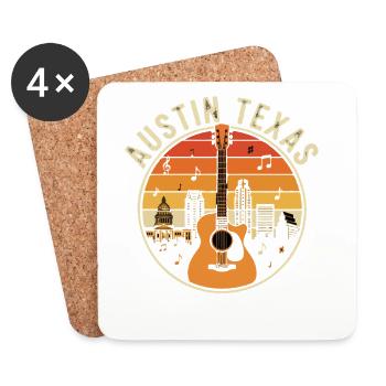 Austin Texas Guitars Sunset - Dessous de verre (lot de 4) - blanc - Devant