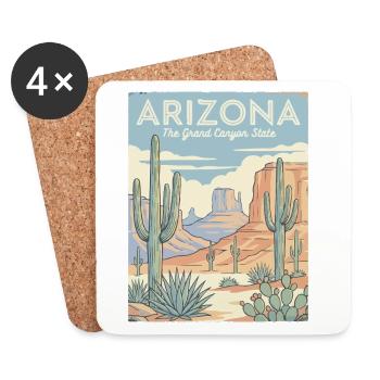 Arizona Desert Retro Poster - Coasters (set of 4) - white - Front