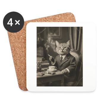Katze - Untersetzer (4er-Set) - Weiß - Vorne