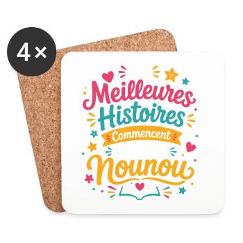 Meilleures Histoires Commencent Avec Nouvelle - Dessous de verre (lot de 4) - blanc - Devant