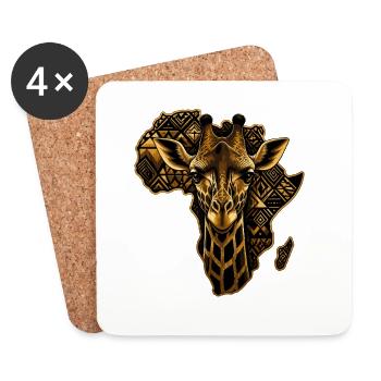 Giraffe Tribal Africa Gold - Dessous de verre (lot de 4) - blanc - Devant