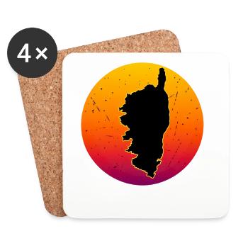 La carte de l’île de Corse Retro Sunset France - Dessous de verre (lot de 4) - blanc - Devant