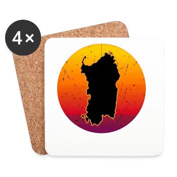 La carte du coucher de soleil rétro de l’île de Sardaigne en Italie - Dessous de verre (lot de 4) - blanc - Devant