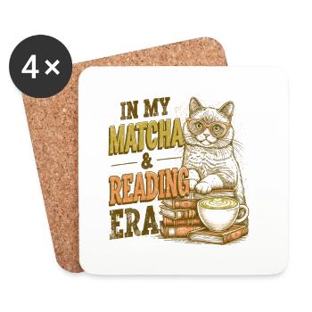 Cozy Matcha & Katze Lese-Era - Untersetzer (4er-Set) - Weiß - Vorne
