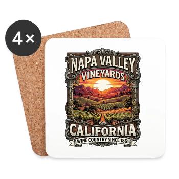 Weinberg im Napa Valley, Kalifornien - Untersetzer (4er-Set) - Weiß - Vorne