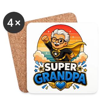 Super Grandpa Superheld Opa - Lustiger Comic Held - Untersetzer (4er-Set) - Weiß - Vorne