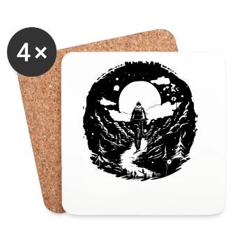 Cyclistes VTT - Dessous de verre (lot de 4) - blanc - Devant