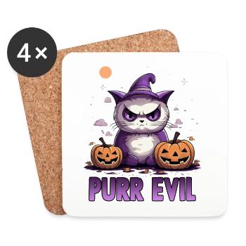 Anime Halloween Katze Kawaii Motiv | Chibi Cat - Untersetzer (4er-Set) - Weiß - Vorne