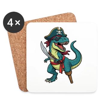 Piraten-Dinosaurier-T-Rex-Humor - Untersetzer (4er-Set) - Weiß - Vorne