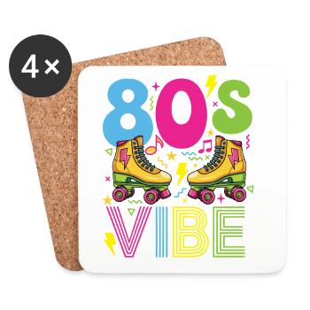 Fête nostalgique rétro des années 80 - Dessous de verre (lot de 4) - blanc - Devant