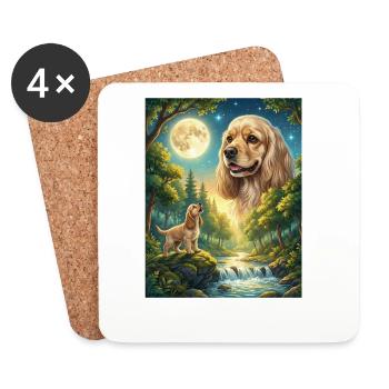 Howling to the Moon Meme Animal Dog Cocker Spaniel - Coasters (set of 4) - white - Front