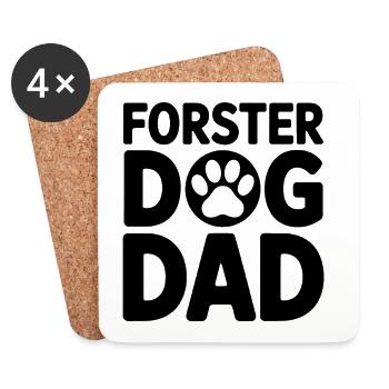 Papa de chien en famille d’accueil - Cadeau adopté par un chien - Dessous de verre (lot de 4) - blanc - Devant