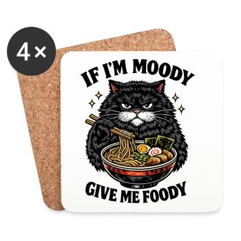 Chat noir Ramen Maître Gourmet Moody Moody - Dessous de verre (lot de 4) - blanc - Devant