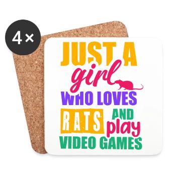 Juste une fille qui adore les rats et qui aime Vi - Dessous de verre (lot de 4) - blanc - Devant