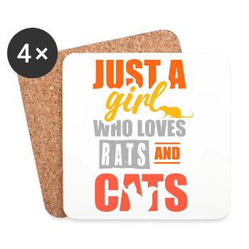 Simply a girl who loves rats and cats - Coasters (set of 4) - white - Front