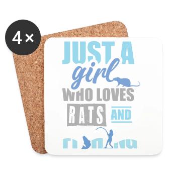 Simplement une fille qui aime les rats et la pêche - Dessous de verre (lot de 4) - blanc - Devant