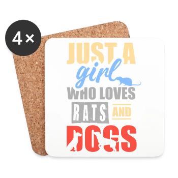 Simplement une fille qui aime les rats et les chiens - Dessous de verre (lot de 4) - blanc - Devant