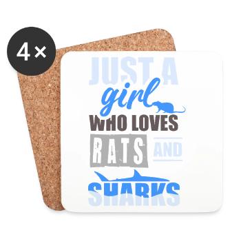 Simplement une fille qui adore les rats et les requins - Dessous de verre (lot de 4) - blanc - Devant