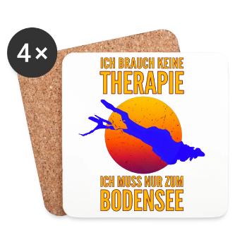 Ich brauche keine Therapie ich muss zum Bodensee - Untersetzer (4er-Set) - Weiß - Vorne