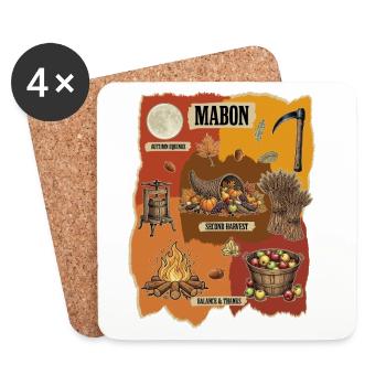 Mabon Zweites Ernterad des Jahres Herbstlich - Untersetzer (4er-Set) - Weiß - Vorne