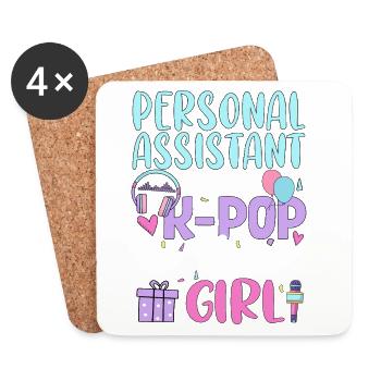 Assistante personnelle de la fille d’anniversaire de K Pop - Dessous de verre (lot de 4) - blanc - Devant