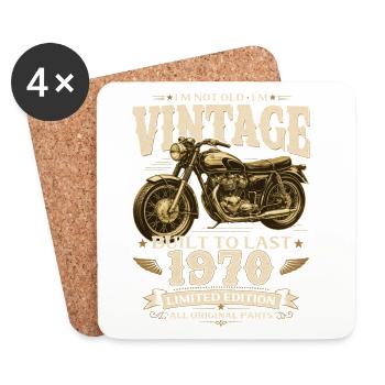Cadeau pour 56e anniversaire motard Vintage années 1970 - Dessous de verre (lot de 4) - blanc - Devant