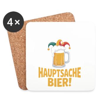 Bier Karneval Fasching Köln Helau oder Alaaf Bier - Untersetzer (4er-Set) - Weiß - Vorne