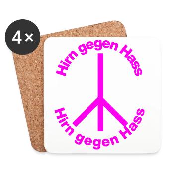 HIRN GEGEN HASS FÜR HALTUNG UND GEGEN RECHTE - Untersetzer (4er-Set) - Weiß - Vorne
