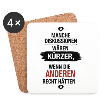 Lustiger Diskussion Spruch Typografie Design - Untersetzer (4er-Set) - Weiß - Vorne