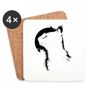 Silhouette Chat - Dessous de verre (lot de 4) - blanc - Devant