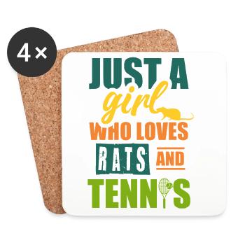 Einfach ein Mädchen, das Ratten und Tennis liebt - Untersetzer (4er-Set) - Weiß - Vorne