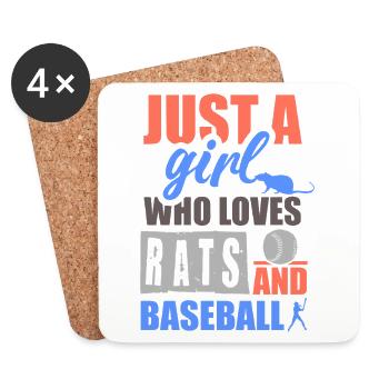 Juste une fille qui adore les rats et le baseball - Dessous de verre (lot de 4) - blanc - Devant