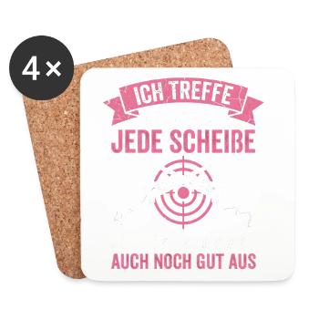 Ich treffe nicht nur, ich sehe gut aus - Untersetzer (4er-Set) - Weiß - Vorne