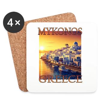 Griechenland Mykonos Urlaub Sonnenuntergang - Untersetzer (4er-Set) - Weiß - Vorne