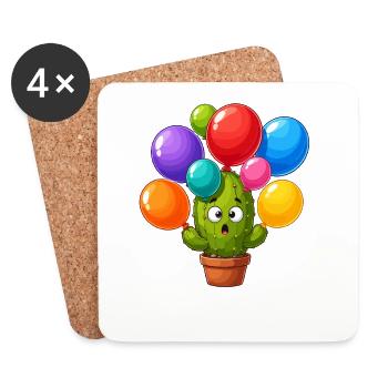 Fête du Ballon Cactus - Dessous de verre (lot de 4) - blanc - Devant