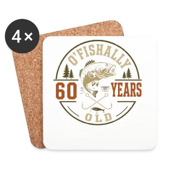 Officially 60 years | Humor Birthday Fishing - Coasters (set of 4) - white - Front