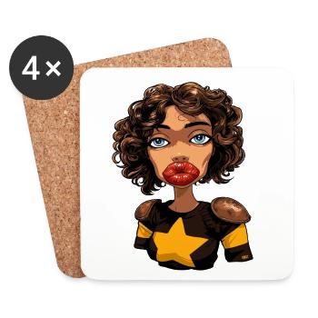 Star Hero Woman Dessin animé Pop Art - Dessous de verre (lot de 4) - blanc - Devant