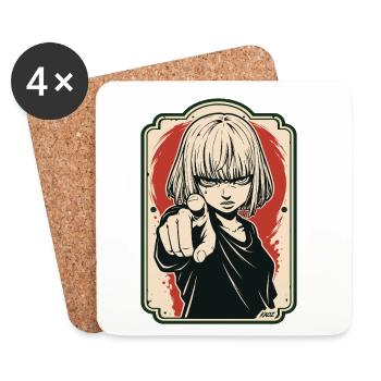 Pointing Heroine Retro Poster - Coasters (set of 4) - white - Front