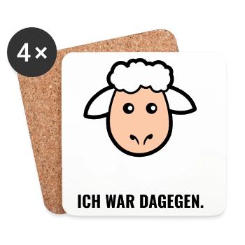 Kuscheliges Schäfchen Gesicht - Untersetzer (4er-Set) - Weiß - Vorne