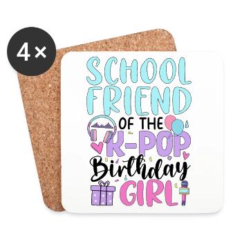 Amie d’école de la fille anniversaire de la K-Pop - Dessous de verre (lot de 4) - blanc - Devant