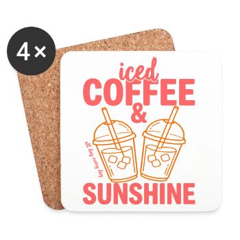 Café glacé & Ambiance néon à imprimé soleil pour l’été - Dessous de verre (lot de 4) - blanc - Devant