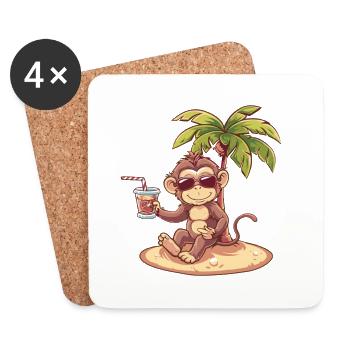 Palmier d’été singe - Dessous de verre (lot de 4) - blanc - Devant