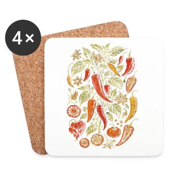 Cultivateurs de piments cultivant des piments - Dessous de verre (lot de 4) - blanc - Devant